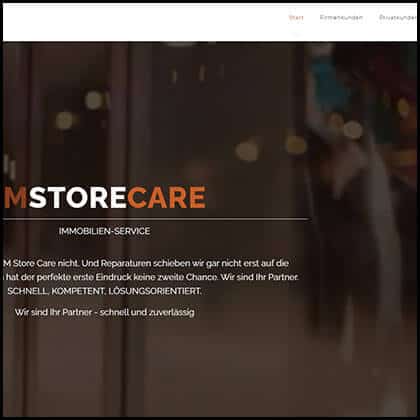 Screenshot der Website von MStore Care