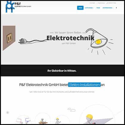 Screenshot der Website von P&F Elektrotechnik