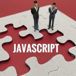 Rotes Beitragsbild - Puzzle mit Javascript Aufschrift